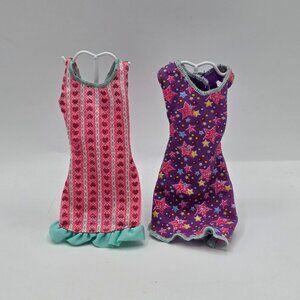 Barbie Doll Dress Set With Pink Heart & Purple Star Patterns